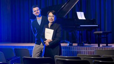 B.J. Hollars (left) and Chia-Yu Hsu are working together to create a song commissioned by the San Francisco Choral Society. The chorus will premiere the piece, “To a Lost Year,” during its concerts April 29-30 in California.