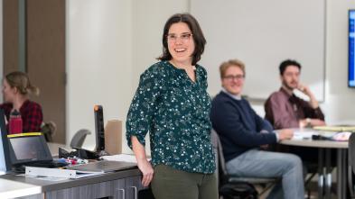 Jessica Miller teaching a French class in Centennial Hall