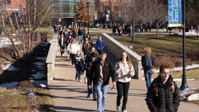 Students walking on campus