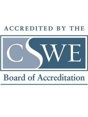 Badge with text that reads "Accredited by the CSWE Board of Accreditation"