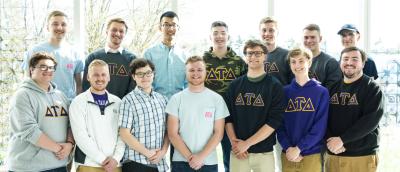 Group photo of members of Delta Tau Delta fraternity