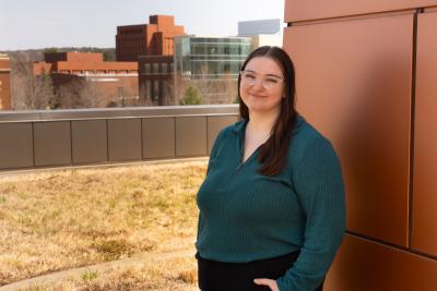 Emily Casey portriait on Davies roof 