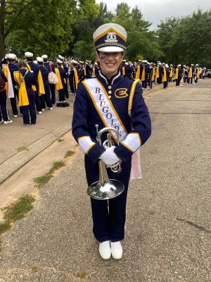 Sandoval in uniform preparing to perform with the BMB