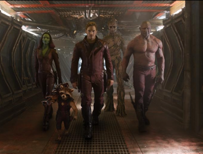 Guardians of the Galaxy walking as a team.