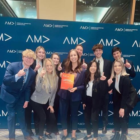A group of people at American Marketing association convention