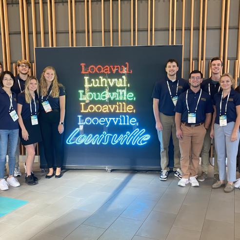 Group of APICS students and faculty advisor, Dr. Zhang, at competition in Louisville, KY