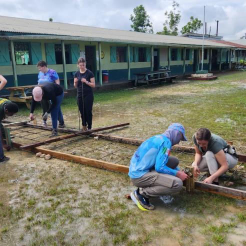 An image of a group working on the project outdoor in Belize