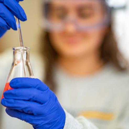 A picture of student doing experiment