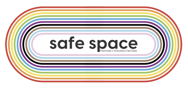 A bunch of colorful lines, with the text Safe Space in the middle.