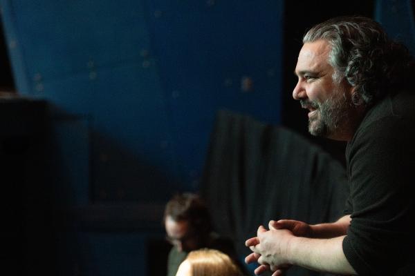 Ken Pierera at side stage for a rehearsal 