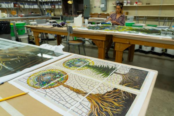 printed copies of tree designs for stained glass 