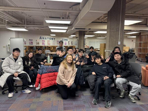 Intensive English Program students and Instructor in Library
