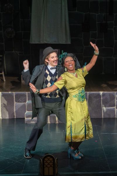 Two students dancing on stage in Young Frankenstein