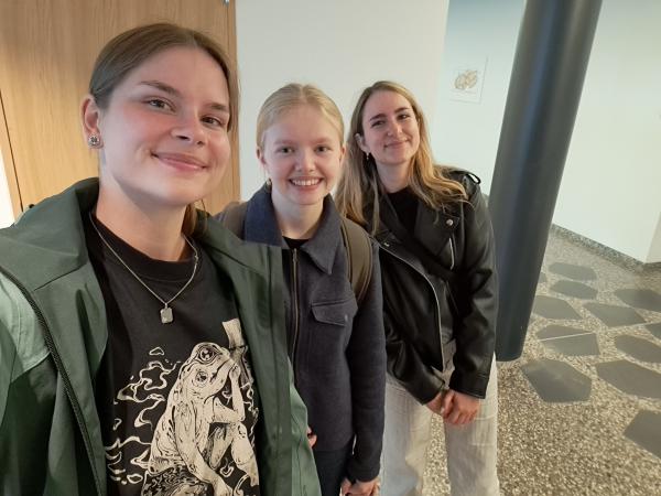 UWEC student Elva Crist stands next to two friends for a group selfie