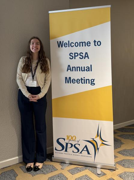 Hannah Schindler posing at the Southern Political Science Conference (SPSC) in New Orleans