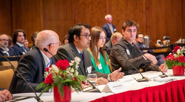 Gomes and students at Board of Regents February meeting 