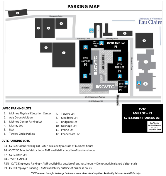Upper Campus parking map.