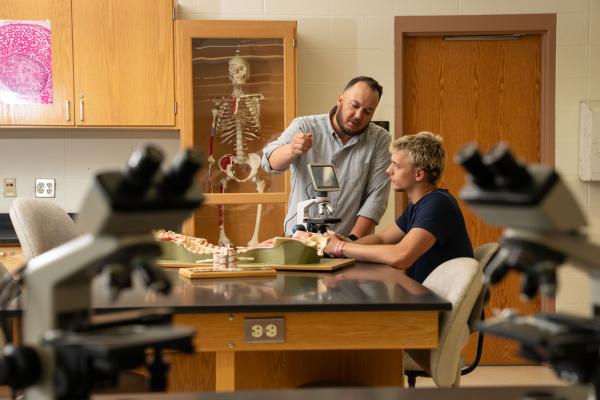 new microscope in use in biology lab 