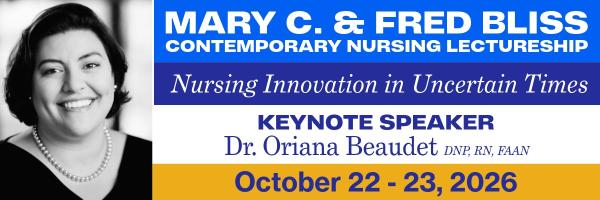 Mary C. & Fred Bliss Nursing Seminar graphic featuring Dr. Oriana Beaudet