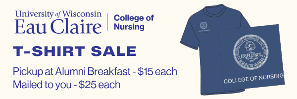 Graphic for alumni t-shirt sale includes image of t-shirt and text