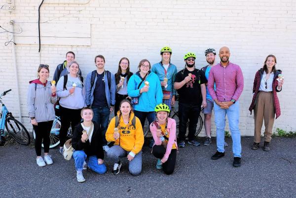 Blugold geography students outside ice cream shop
