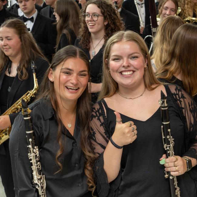 two female clarinet students 