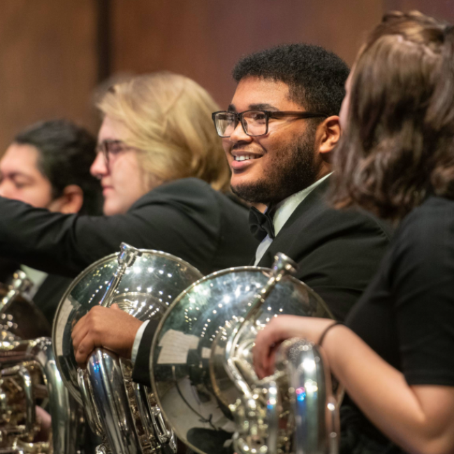 Euphonium students performing in Gantner Concert Hall