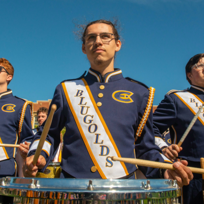 Snare drummers of Blugold Marching Band