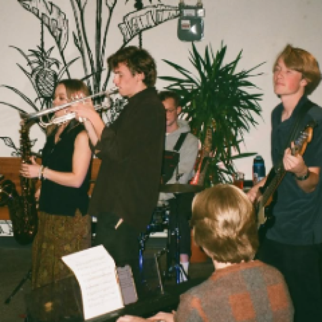 Student contemporary jazz group Summit Blue at their album release performance at SHIFT cafe downtown