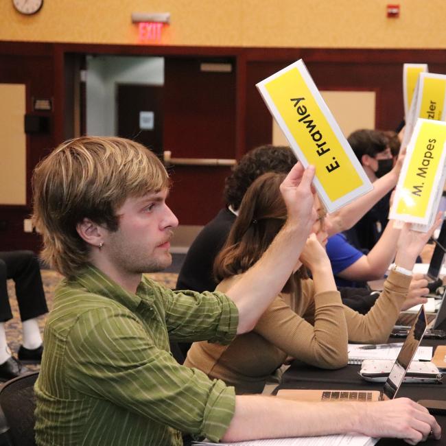 Students voting during Student Senate.