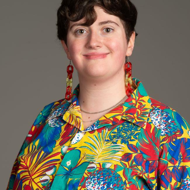 young woman with short brown hair