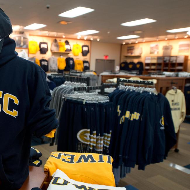 Blugold merchandise in the UNiveristy Bookstore