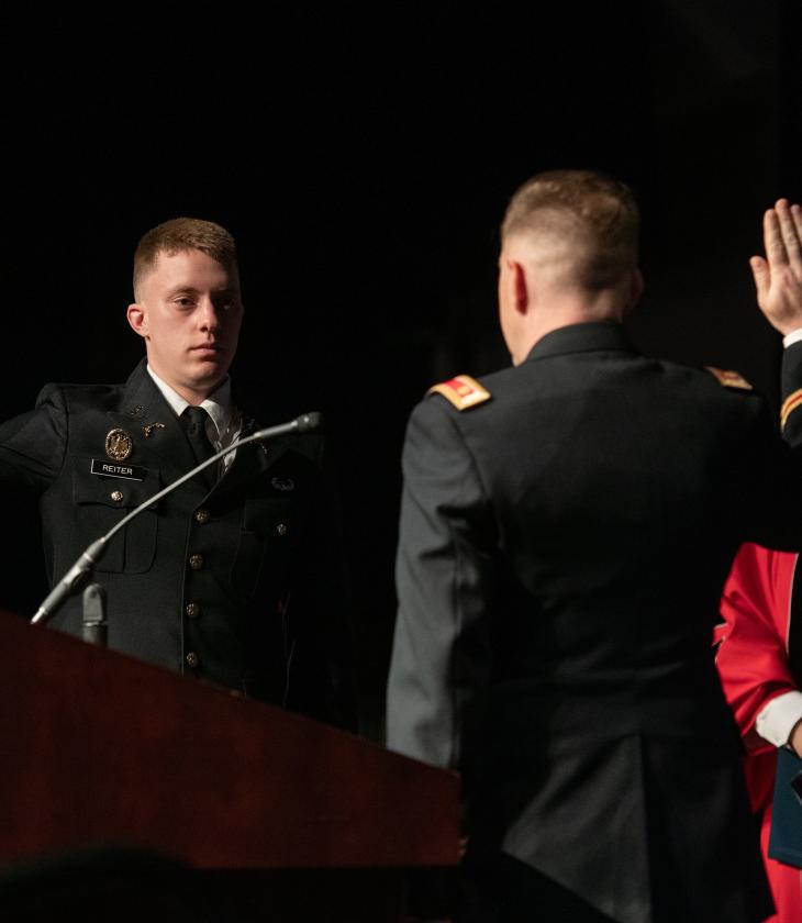 military graduate in full dress uniform