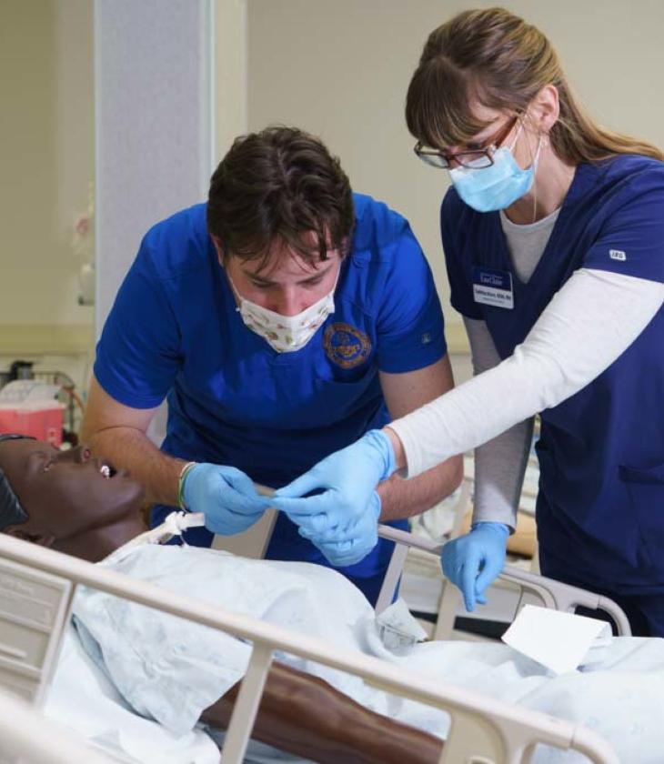 nursing student in SIM lab
