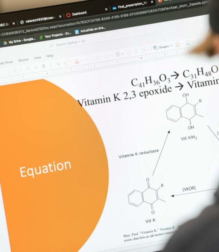 screen with chemistry diagrams
