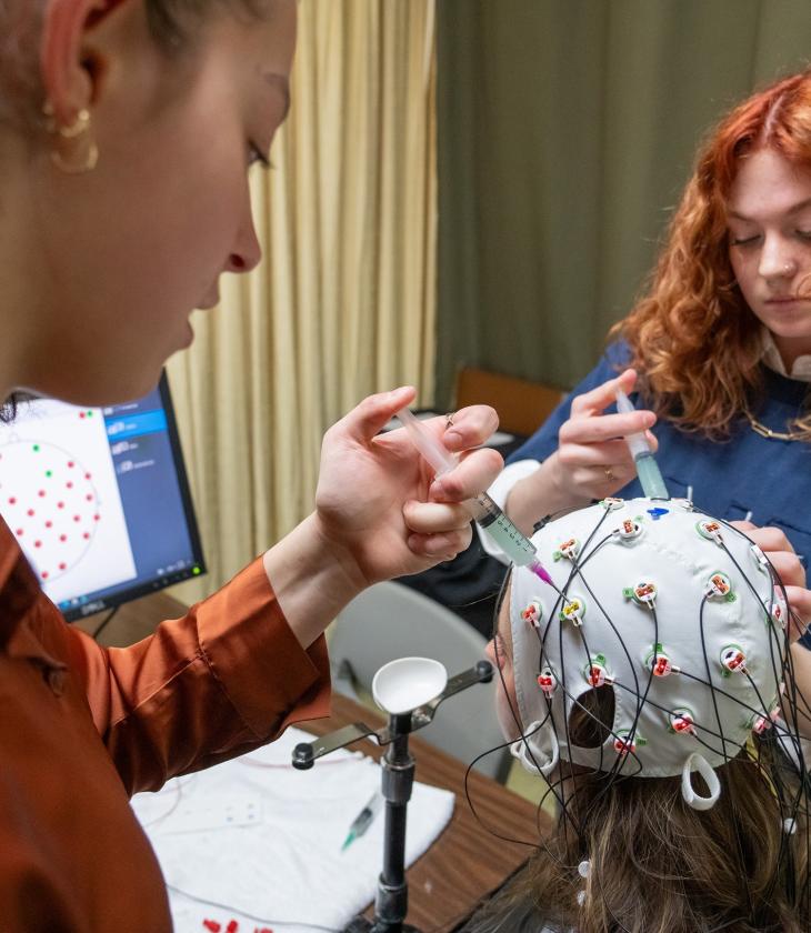 neuroscience research using cranial cap with electrodes