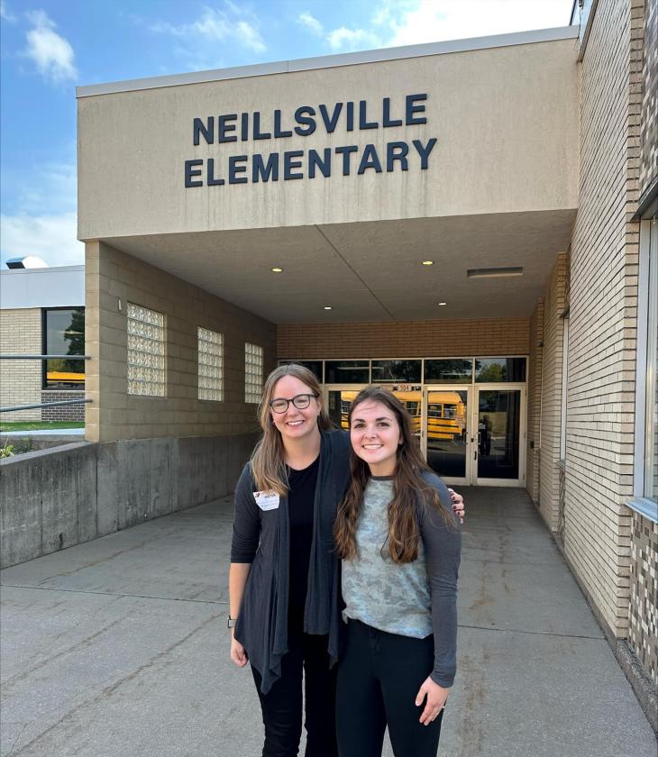 Annie Fochs at her school internship as speech language pathology assistant