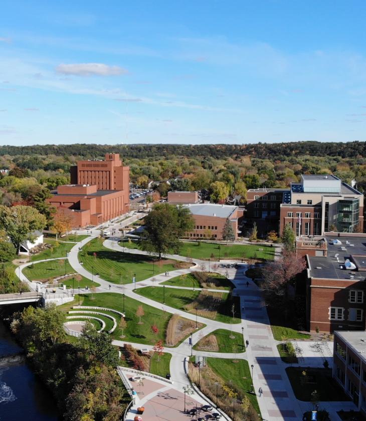 Drone view of Garfield Ave from library to Hibbard 