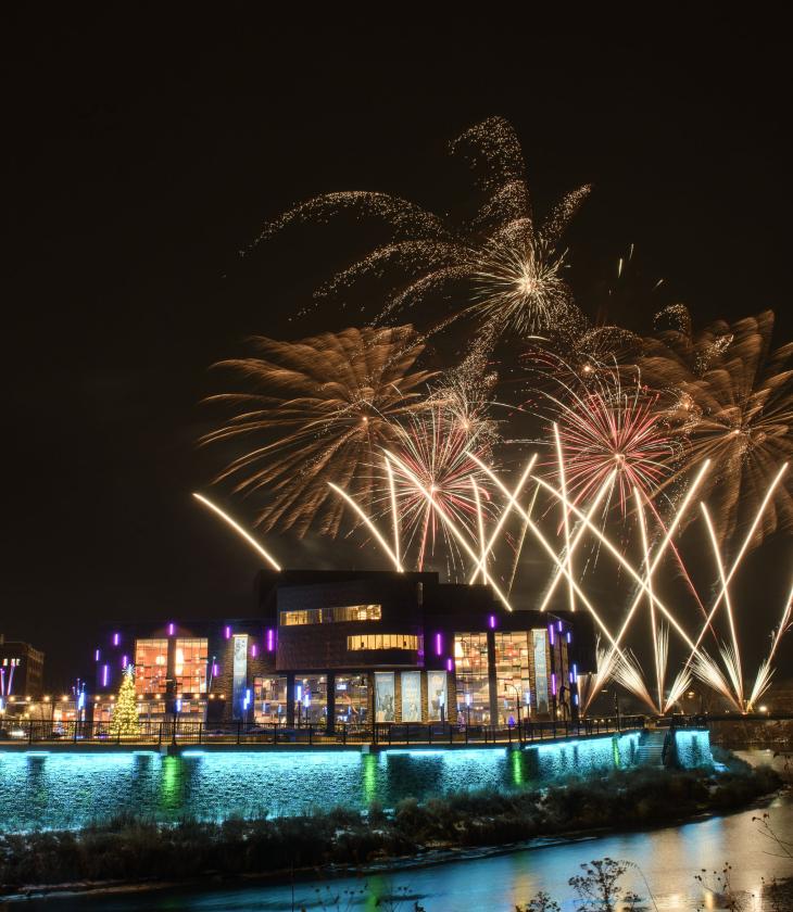 fireworks over Pablo Center