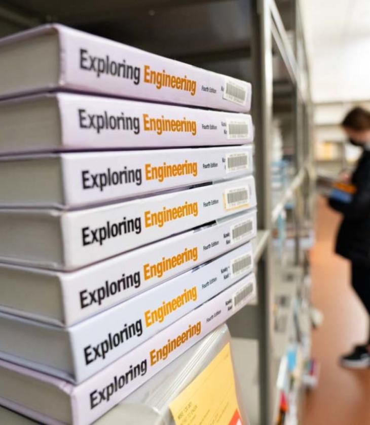 Engineering books in the UWEC bookstore