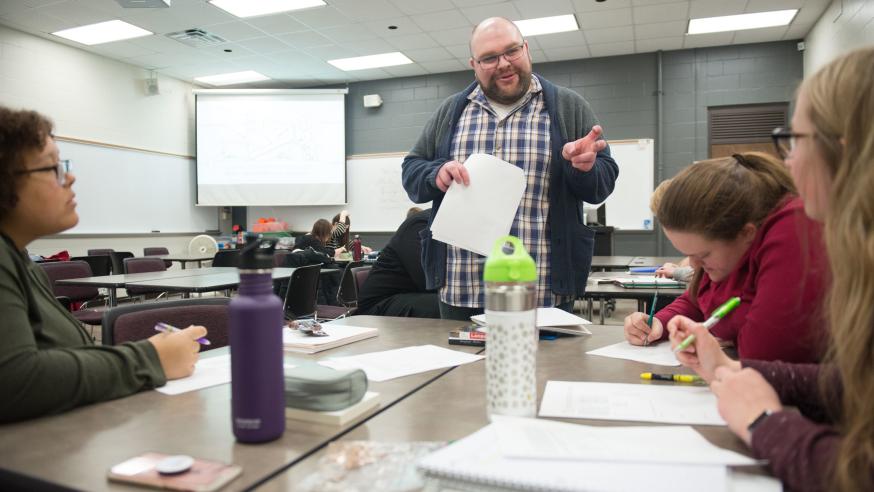 Josh Brown teaching Honors language class 