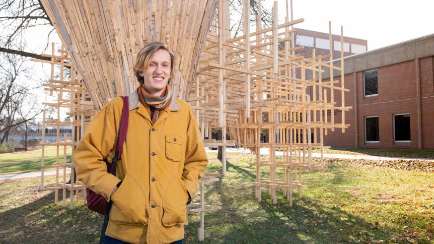 Caleb Carr, illustration major and outdoor sculptor