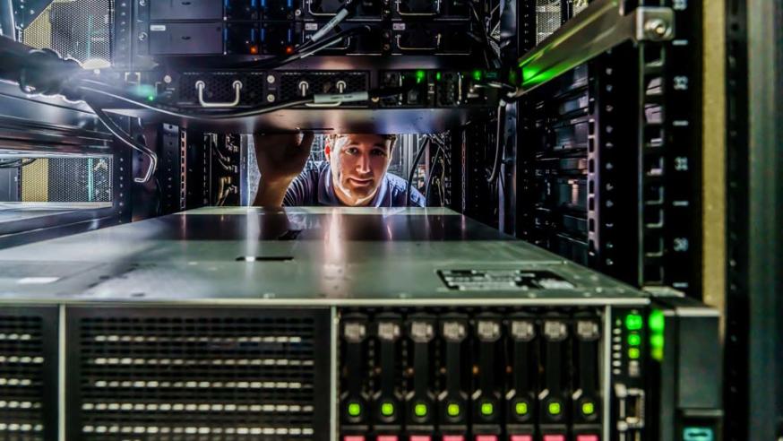 super computer cluster close up look