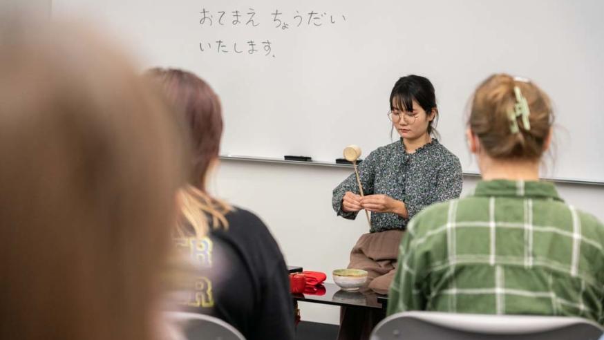 guest presenter in Japanese classroom