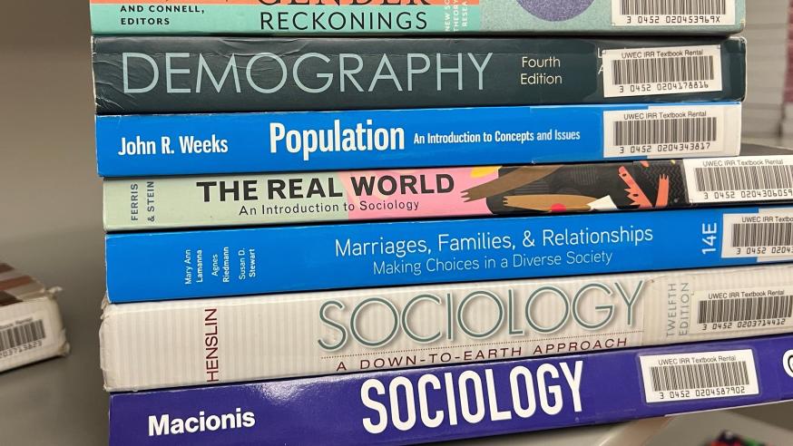 stack of sociology books