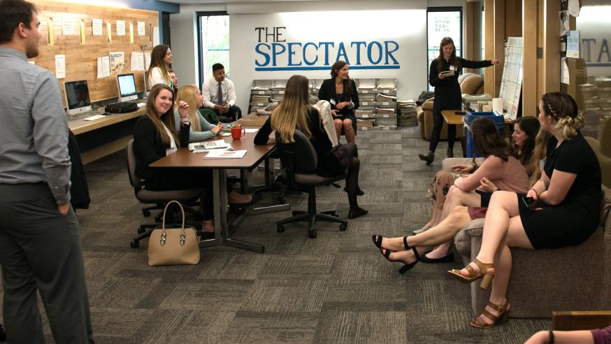 CJ students in resource center