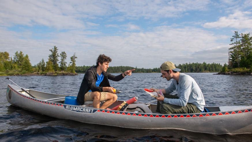 Students testing Boundary Waters for microplastics 