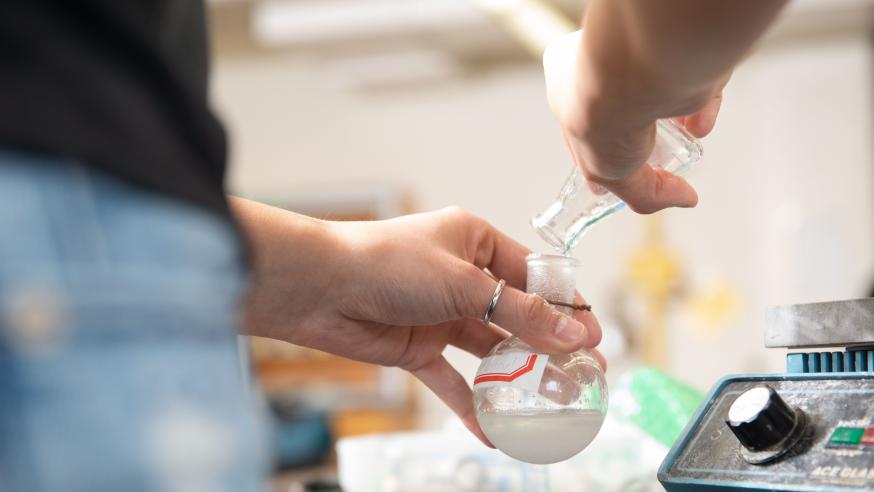 chemistry lab detail shot of beaker