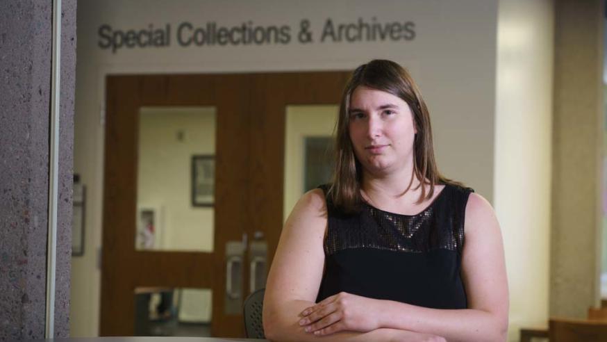 Public history student at the library archives
