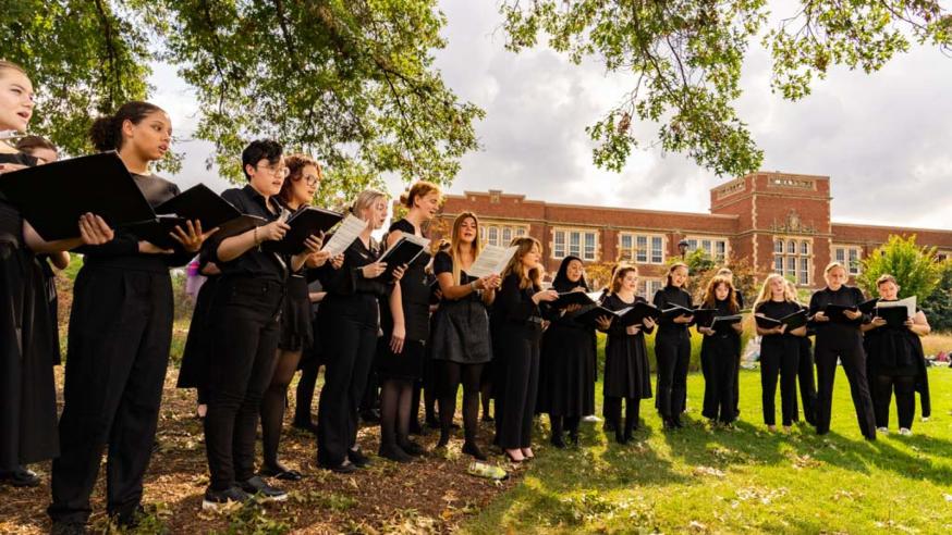 choir outdoor rehearsal sunny day